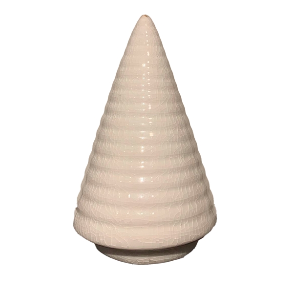 2HAVE - Keramik Juletræ H:13cm - Hvid/Strib