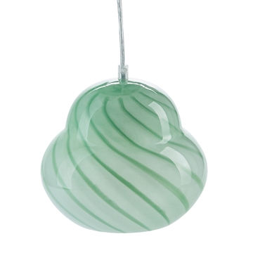 Bahne - Stribet Glas Pendel H:16,5cm - Grøn