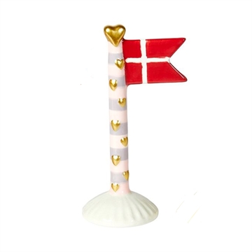 Speedtsberg - Keramik Flag H:14cm - Hjerter, Hvid