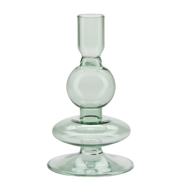 Bahne - Glas Lysestage H:16cm - Green