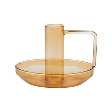 Bahne - Glas Lysestage H:7,5cm - Amber