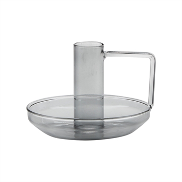 Bahne - Glas Lysestage H:7,5cm - Grey