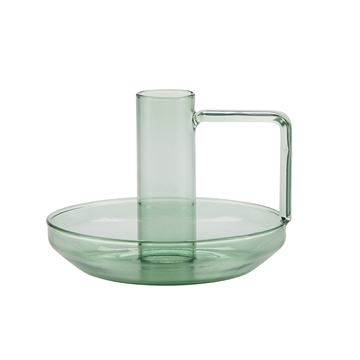 Bahne - Glas Lysestage H:7,5cm - Green
