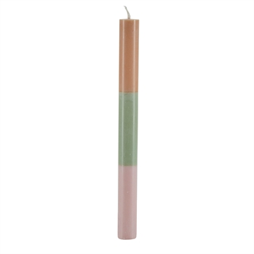Bahne - Stearinlys M.Strib H:24cm - Rose/Green/Orange