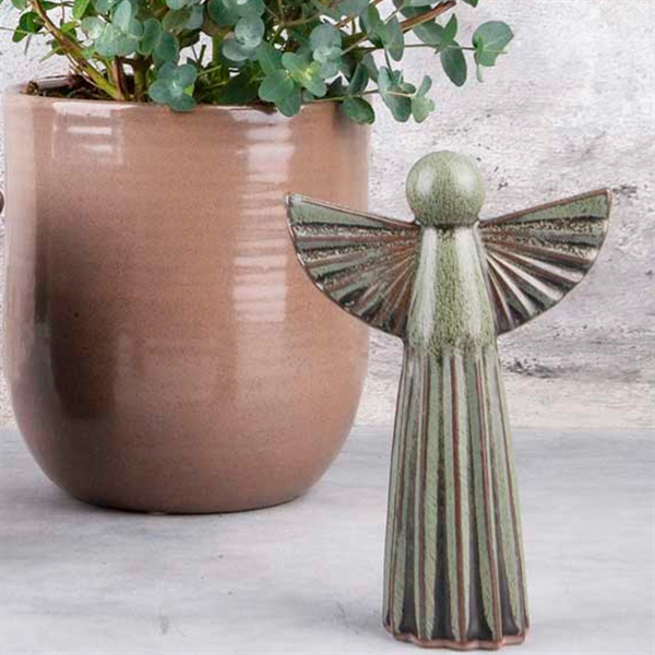 CHAKAR - Keramik Engel H:17cm - Grøn