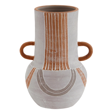 Madam Stoltz - Terracotta Vase H:26,5cm - Grey