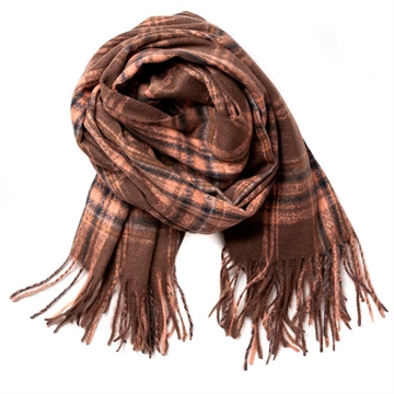 Rosenvinge - Rutemønstret Tørklæde L:190cm - Brown