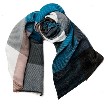 Rosenvinge - Plizze Tørklæde L:190cm - Sort/Blå