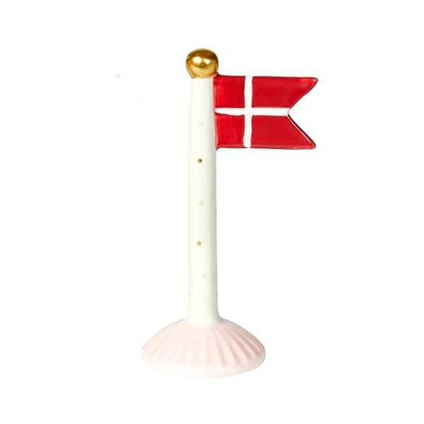 Speedtsberg - Keramik Flag H:14cm - Hvid/Rosa/Guld