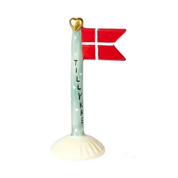 Speedtsberg - Keramik Flag H:14cm - Tillykke, Gul