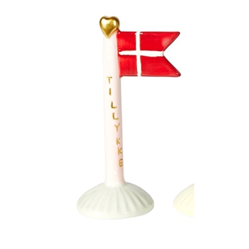 Speedtsberg - Keramik Flag H:14cm - Tillykke, Hvid